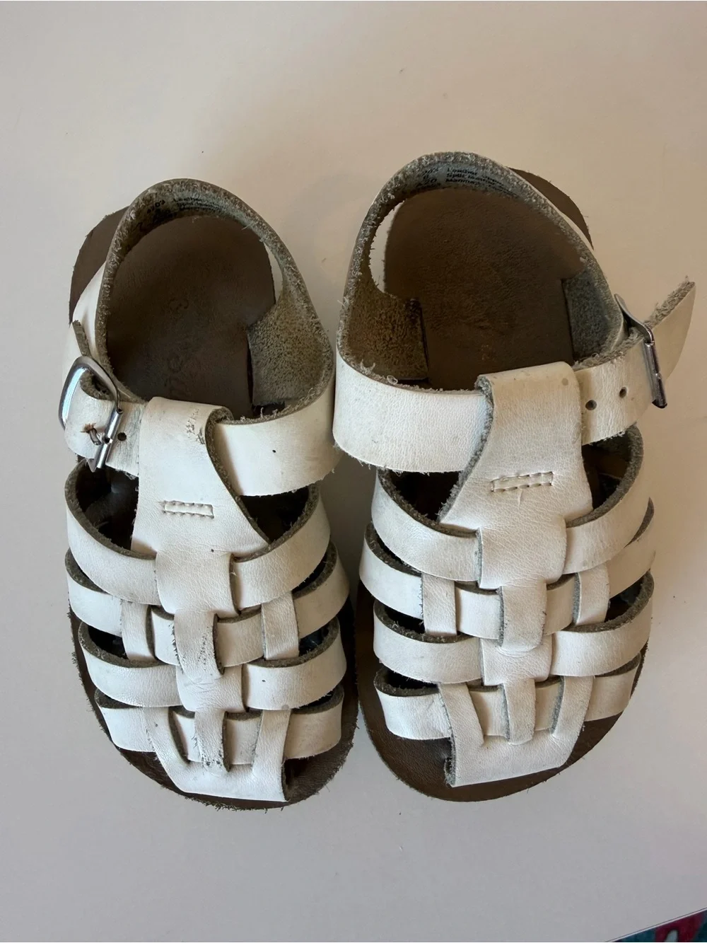 Sun San Kids White Leather Fisherman Sandals with Buckle Strap toddler 6
